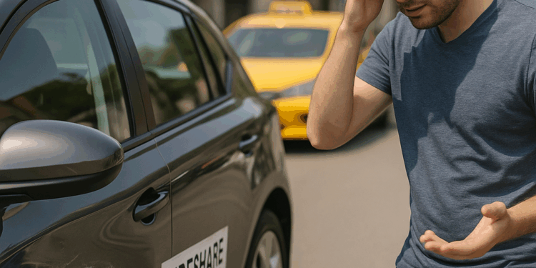 Denunció que un grupo de taxistas le abolló el auto. (Foto: Lucía González/Cadena 3)