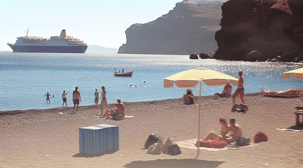 Una naviera compra una playa a sus cruceristas en Santorini