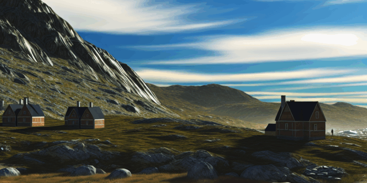 algunas de sus casas se integran en la roca y la montaña