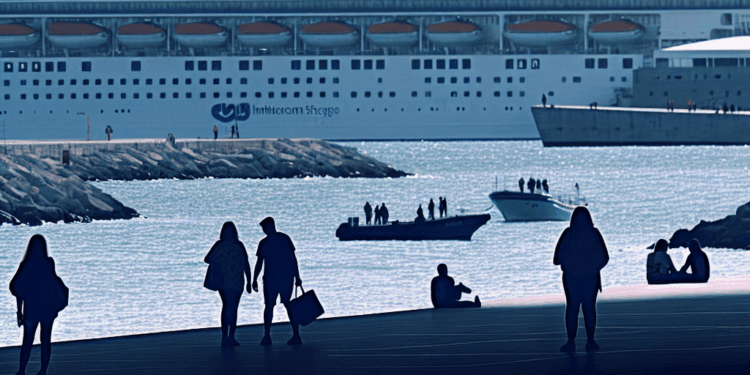 Varios cruceros en el muelle vistos desde la Punta / FOTO: Eulogio García