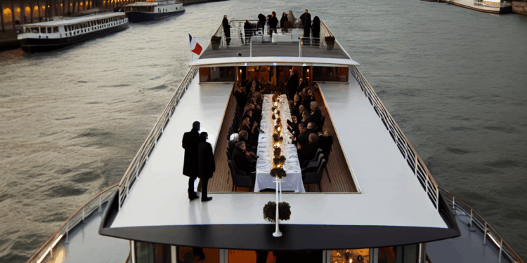Nochevieja 2026 a bordo del Capitaine Fracasse: una cena crucero por el Sena en París.