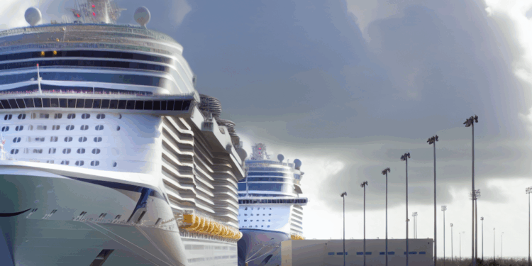 Vista del Wonder of the Seas de Royal Caribbean en Port Everglades, Fort Lauderdale, en 2022.