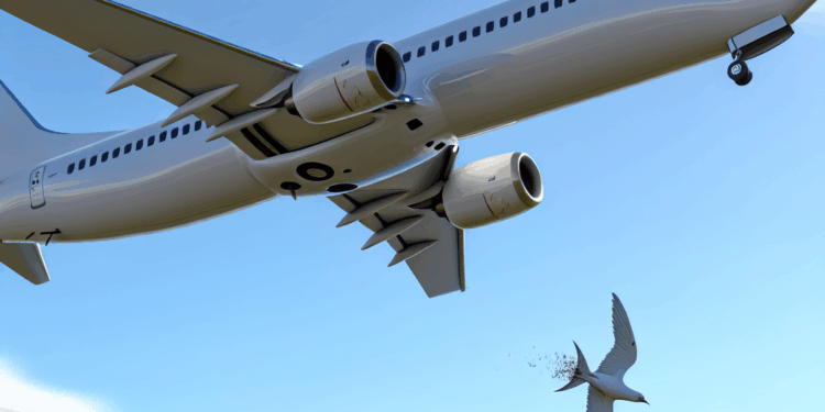 Momento exacto en el que un 737 Max de Tui impacta con un ave