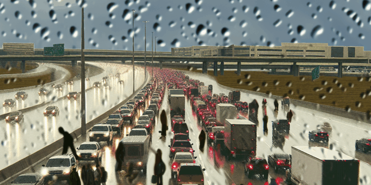 Aviones en tierra en JFK tras suspensión temporal de despegues por falta de personal aéreo.