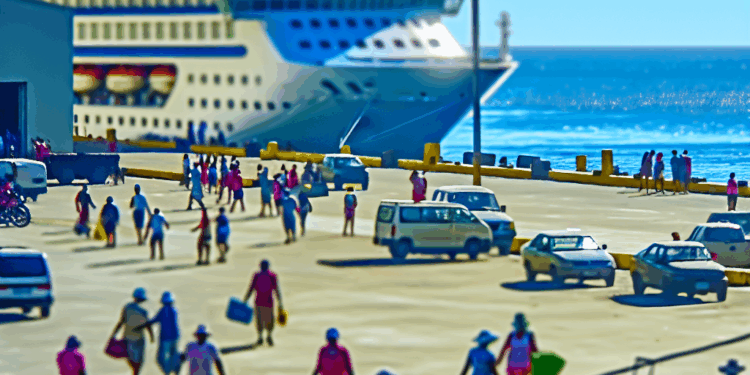 El barco llegó desde Aruba transportando pasajeros principalmente británicos y estadounidenses. Foto Puerto de Santa Marta