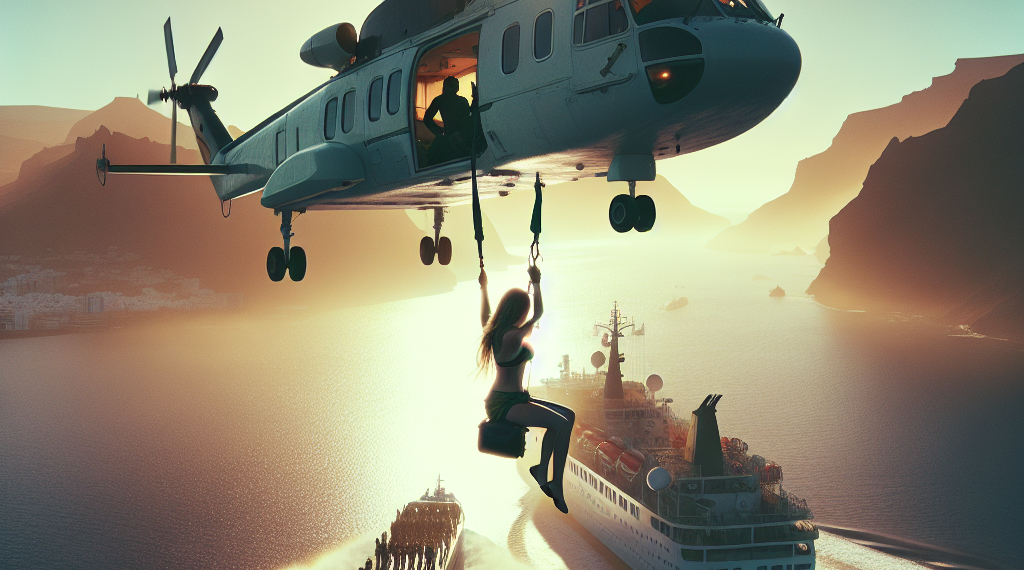 Momento del rescate aéreo de la tripulante del crucero Mein Shiff 3 / Ejército del Aire