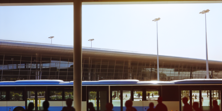 Una guagua de transporte discrecional en el Aeropuerto de Gran Canaria. AH