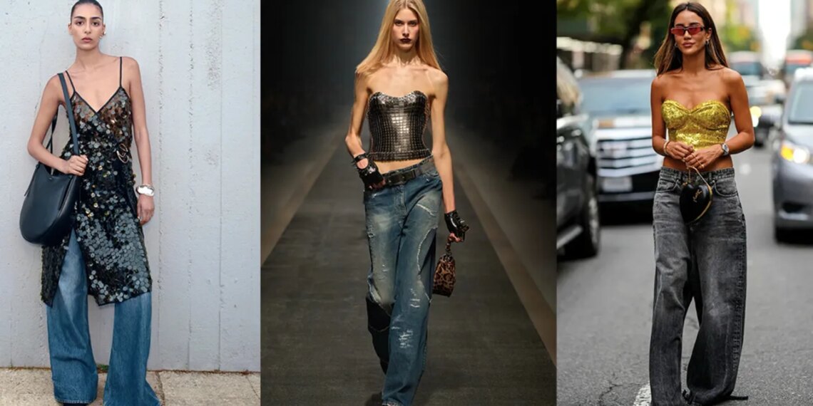 Reemplaza los vestidos por las blusas de fiesta con jeans para brillar en diciembre 2025