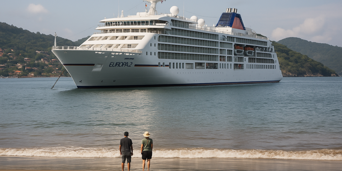 Arriba crucero MS Europa 2 a Zihuatanejo, el primero del 2026