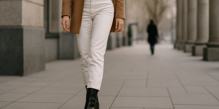 6 jeans blancos elegantes para llevar con botas negras en tendencia de enero 2026