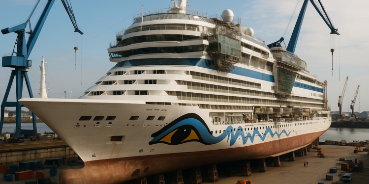 AIDAbella comienza su fase de modernización en astillero francés