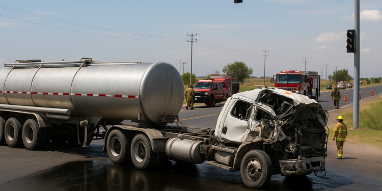 Reportan volcadura de pipa de diésel en el crucero La Barca-Atotonilco