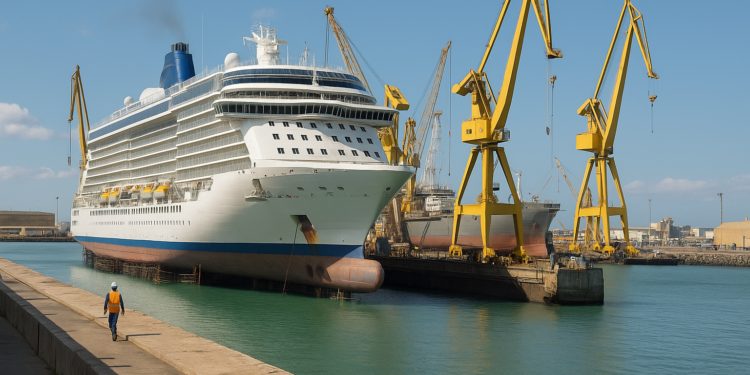 Llega la primera hornada del año de cruceros para reparar en el astillero de Cádiz