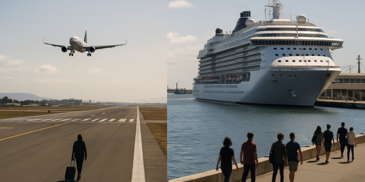 Registran caída de turistas por vía aérea; crece flujo de viajes vía cruceros