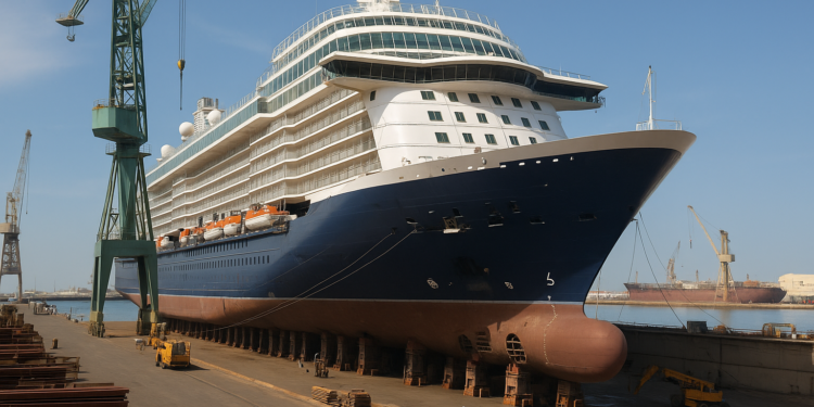 Crucero Mein Schiff 5 ingresa al dique seco en Dubái para mantención