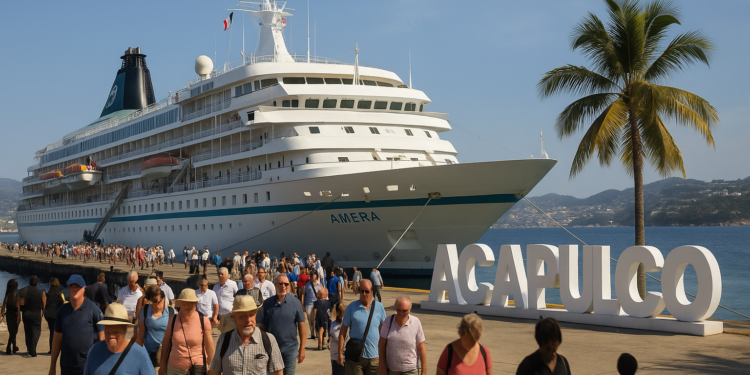 MS Amera hace escala con mas de 600 pasajeros en Puerto de Acapulco
