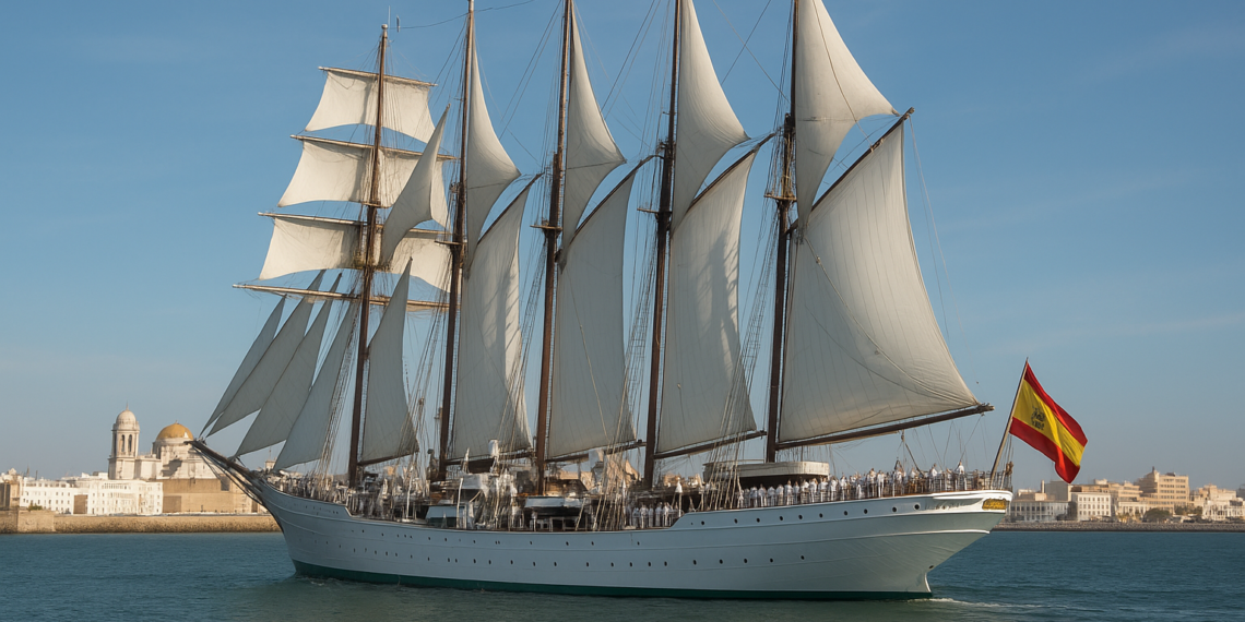 El buque escuela español Juan Sebastián de Elcano parte de Cádiz en su 98º crucero de instrucción