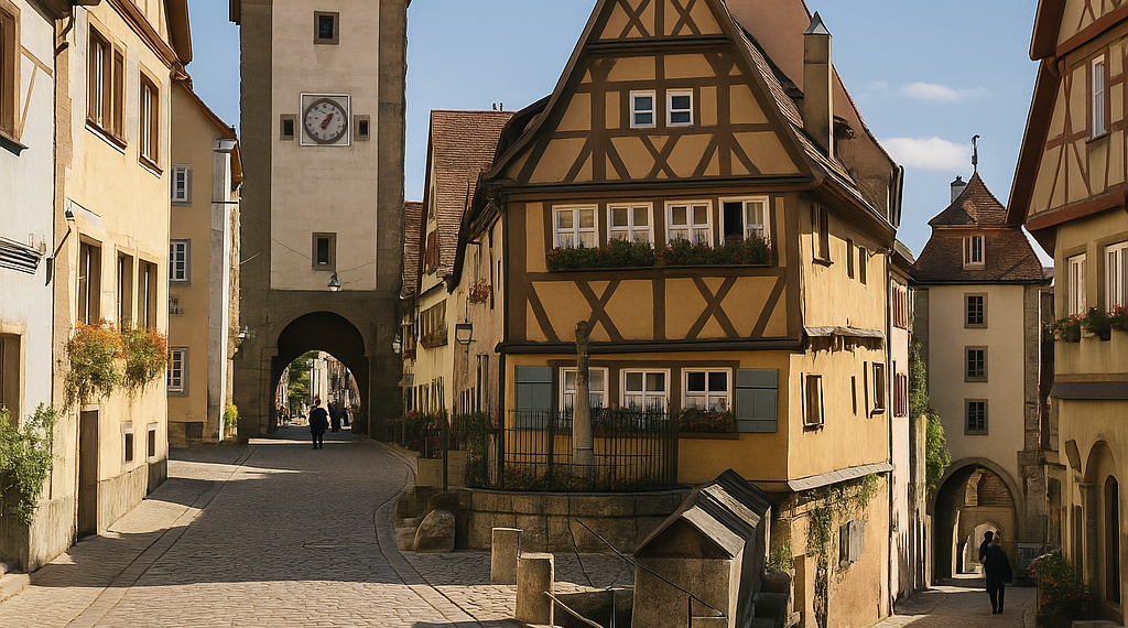 El pueblo de Alemania con casas de entramado de madera, ruinas de castillos y ambiente mágico