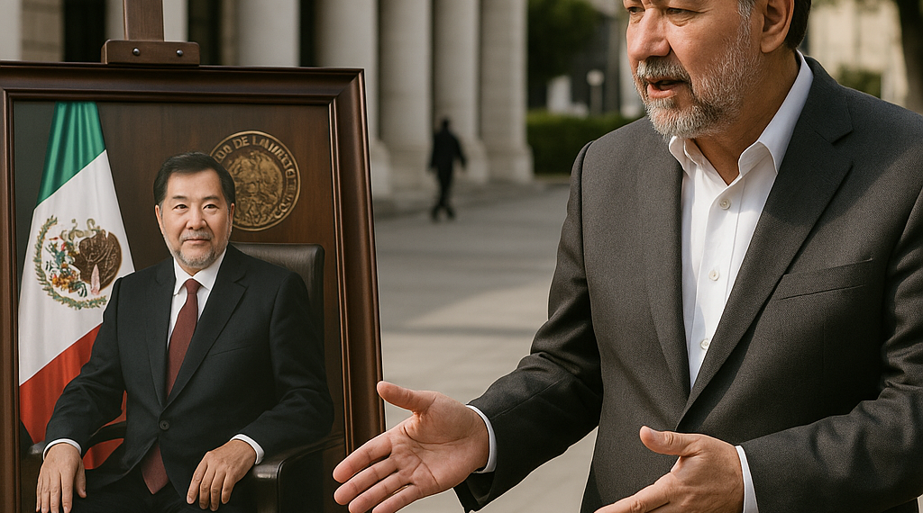 Fernández Noroña devela fotografía oficial como presidente del Senado; niega que viajes al extranjero lo desacrediten