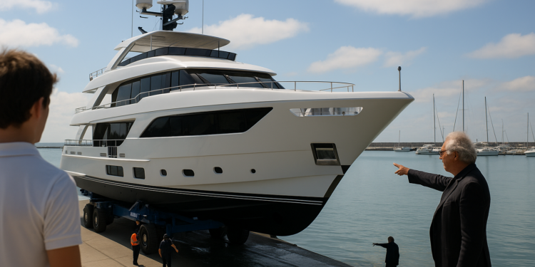 Pierre Gasly and Franco Colapinto look at each other to the background of an Alpine logo