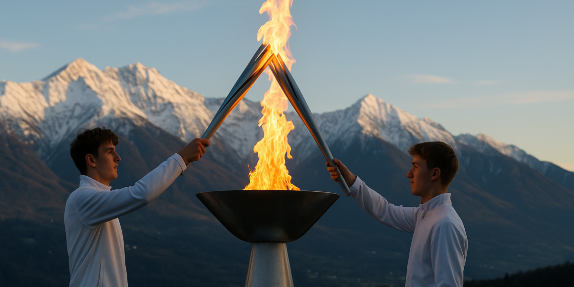 Hudson Williams and Connor Storrie Heated Up the Olympic Torch Relay in Northern Italy