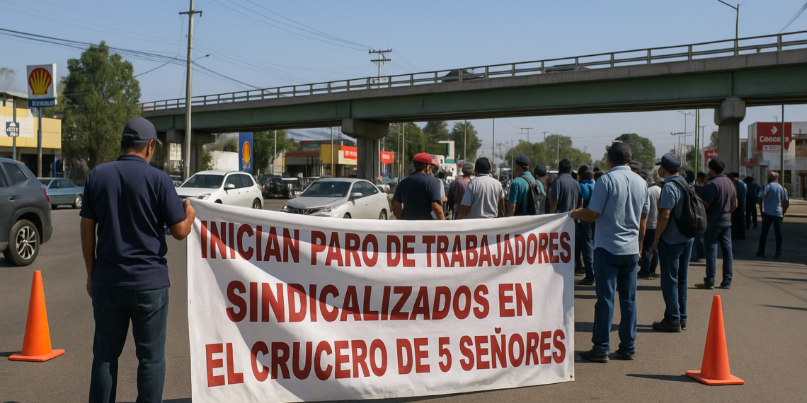 Inician bloqueo sindicalizados de la UABJO en crucero de 5 Señores