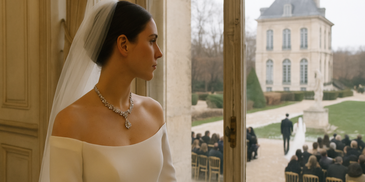 The Bride Wore Her Great-Grandmother’s Diamond Necklace for Her Winter Wedding at the Musée Rodin in Paris