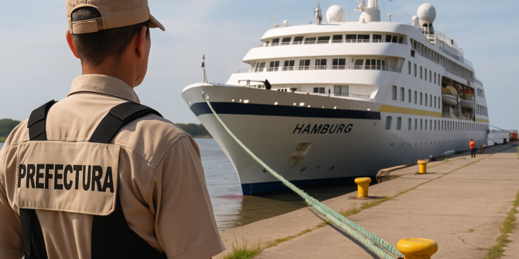 Prefectura custodió el arribo y la partida del crucero Hamburg en el puerto local