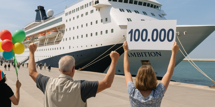 Ambassador Cruise Line da la bienvenida a su pasajero número 100.000 a bordo del Ambition