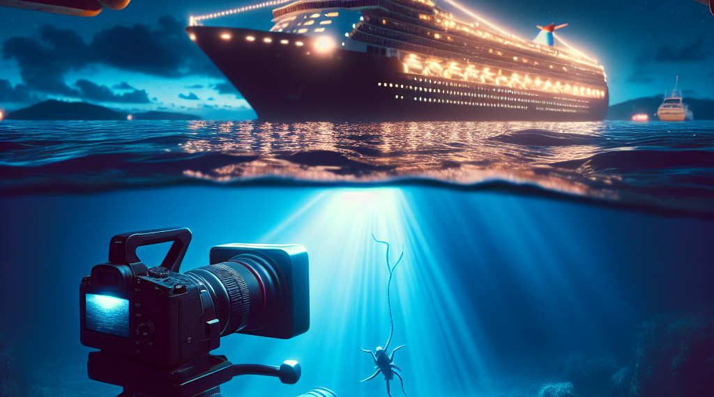 Arrojó una cámara al océano de noche y lo que apareció bajo un crucero en Bahamas dejó a todos sin palabras
