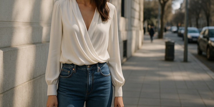 Las blusas drapeadas más elegantes para llevar con jeans, pantalones y faldas en enero 2026