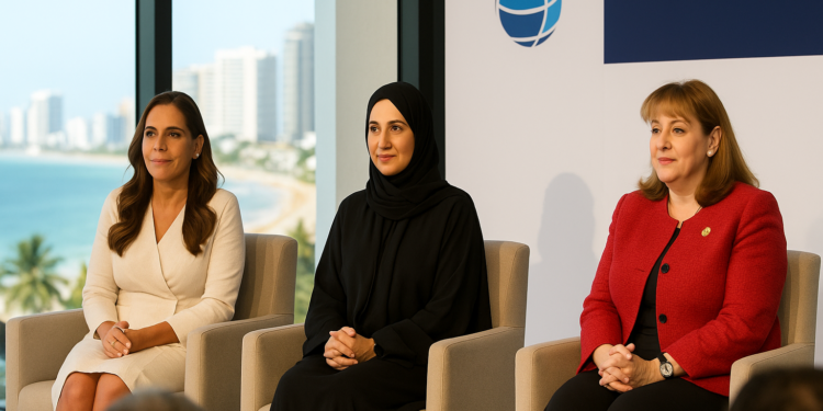 Participa Mara Lezama, junto con Shaikha Al Nowais, Secretaria General de la ONU Turismo, y Gloria Guevara, presidenta del WTTC, en mesa turística de alto nivel