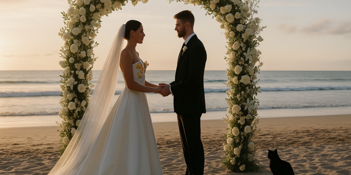 Mari Fonseca Wore Schiaparelli to Marry Drew Taggart at a Classic Beach Wedding in Costa Rica