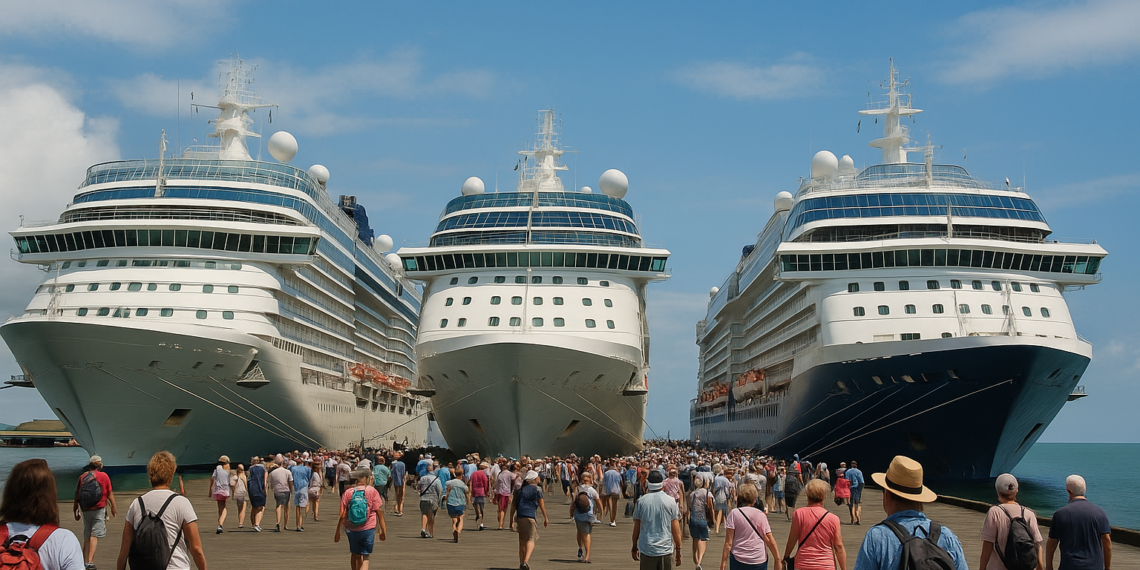 Más de 7.700 turistas llegan a Limón con el arribo simultáneo de tres cruceros