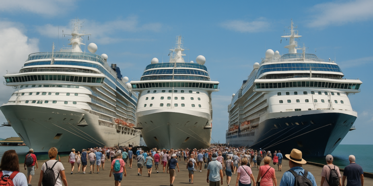 Más de 7.700 turistas llegan a Limón con el arribo simultáneo de tres cruceros