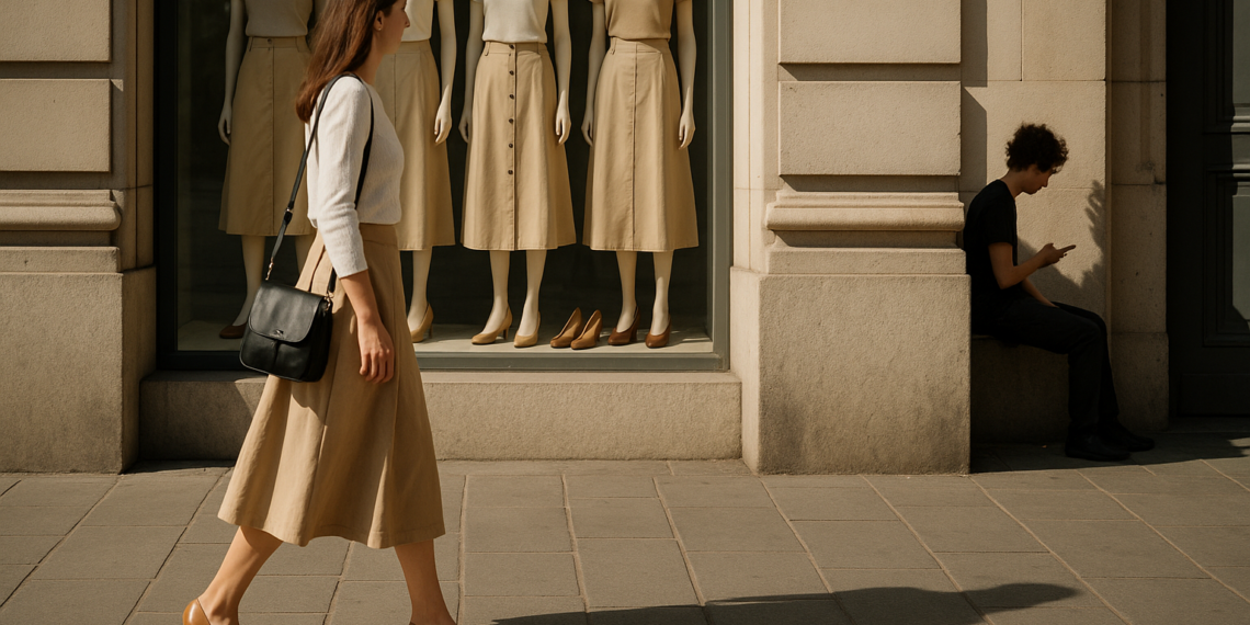 7 faldas midi color beige para llevar con zapatos para la oficina en Primavera-Verano 2026