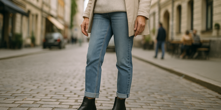 3 trucos de Sandra Bullock para llevar jeans de ruedo doblado con botines Chelsea a los 50+