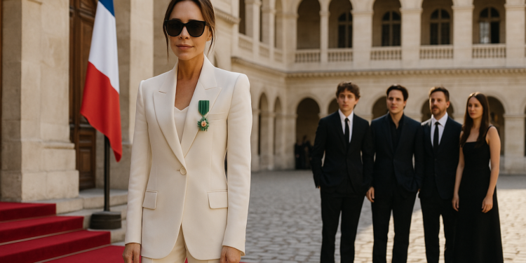 Victoria Beckham Receives French Knighthood, Stepping Out in Synchronized Style With Her Family