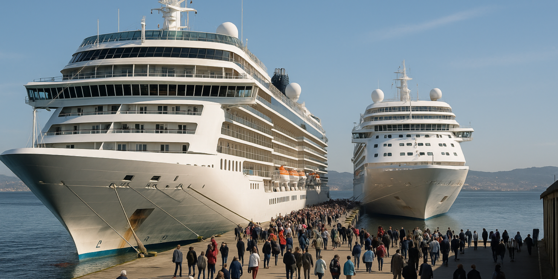 Vigo recibe su primera doble escala de cruceros del año con 5.000 pasajeros