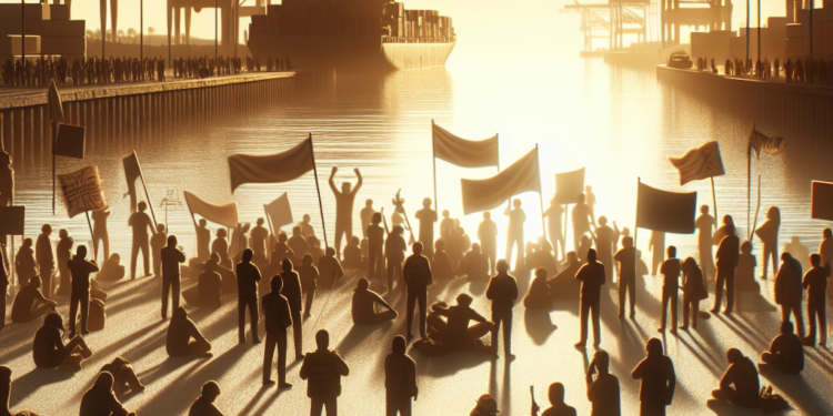 Cansados de falsas promesas, habitantes de Mahahual se manifiesta frente al puerto.