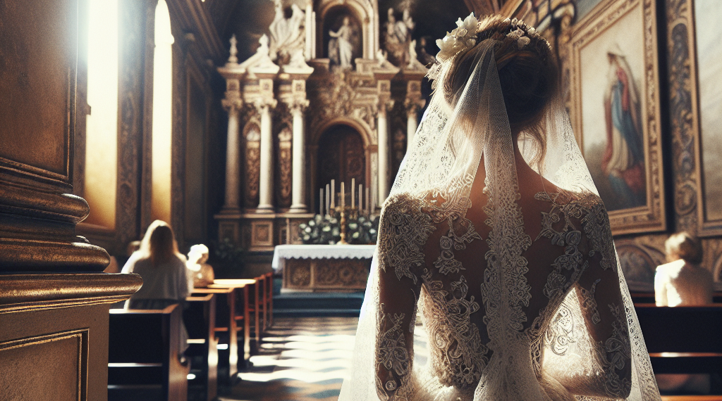 The Bride Wore a Dress Crafted From Antique Lace to Marry at a 16th-Century Church in Naples