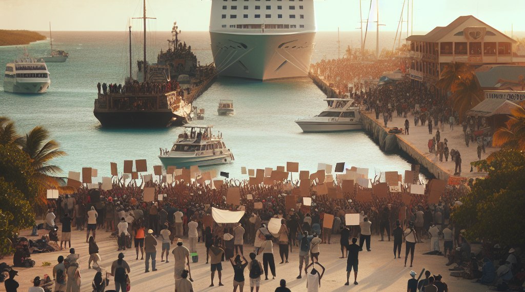 Bloquean pobladores el Muelle de Cruceros de Mahahual; exigen regularización y servicios básicos