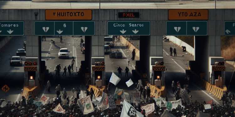 Tercer día de protestas: Sección 22 bloquea el crucero de Cinco Señores y la caseta de Huitzo