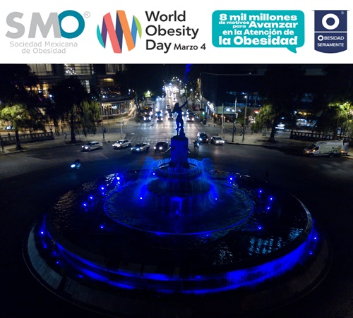 Monumentos de la CDMX se iluminan en azul por el Día Mundial y Nacional contra la Obesidad