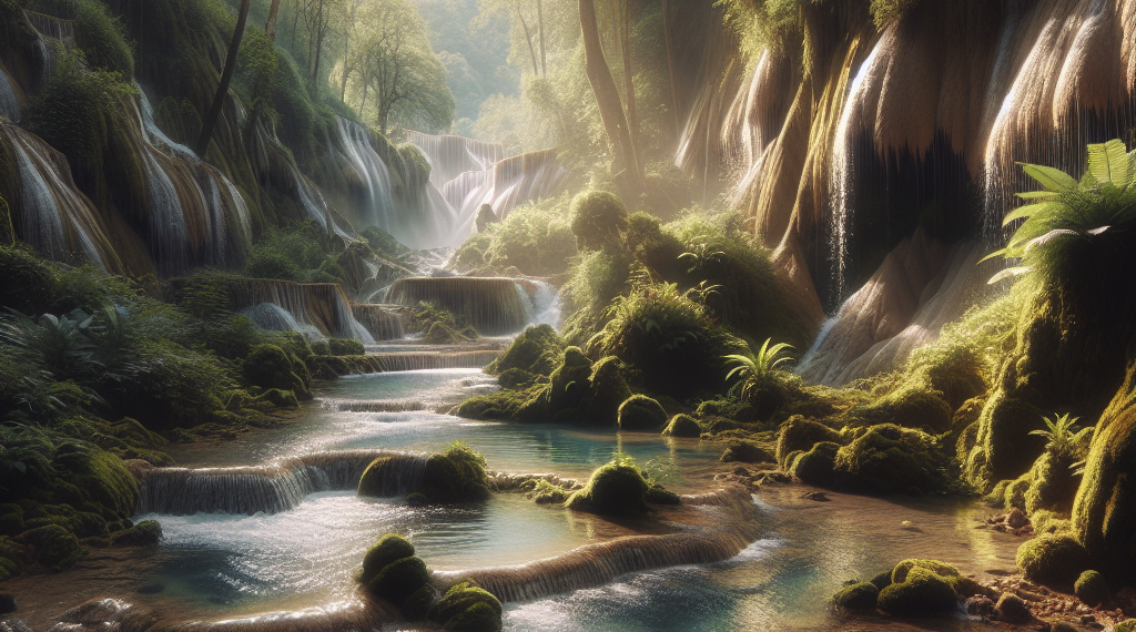 El cañón entre pozas y cascadas de agua cristalina en medio de la naturaleza