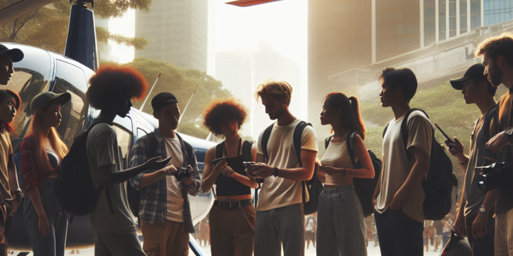 Los jóvenes acuden en masa a la montaña Ba Den para "cazar" fotografías de vibrantes flores rojas de bauhinia.