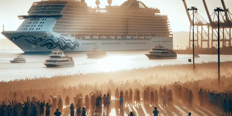 Claudia Agatón festeja la llegada del crucero Brilliant Lady a Baja California