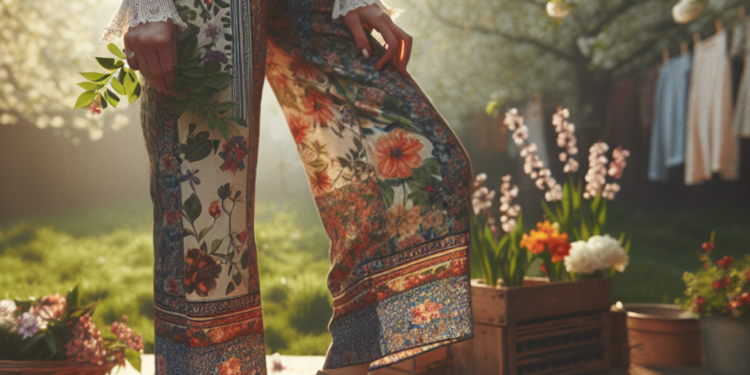 Estos pantalones con estampado floral se llevarán con zapatos elegantes para un look boho en primavera 2026