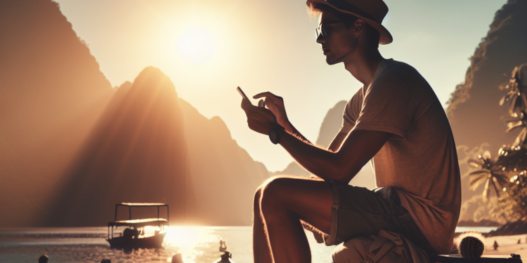 Sobre un fondo degradado azul aparecen tres capturas de pantalla de teléfono móvil en las que se ve el funcionamiento de la actualización de la traducción simultánea en la app del Traductor de Google.