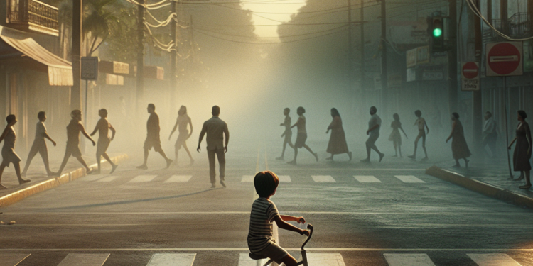 Niño de 8 años cruza solo en triciclo un peligroso crucero de Acapulco